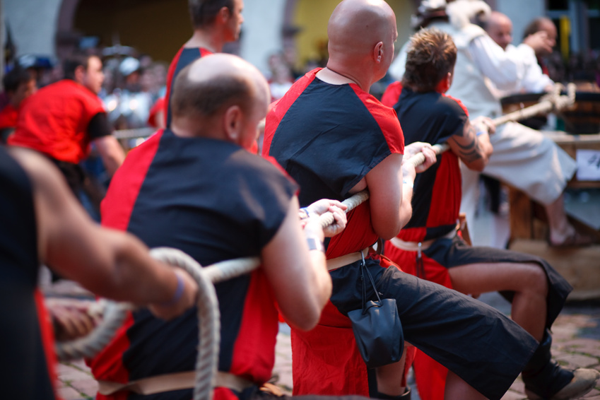 Tug of War at a evening knight fight day